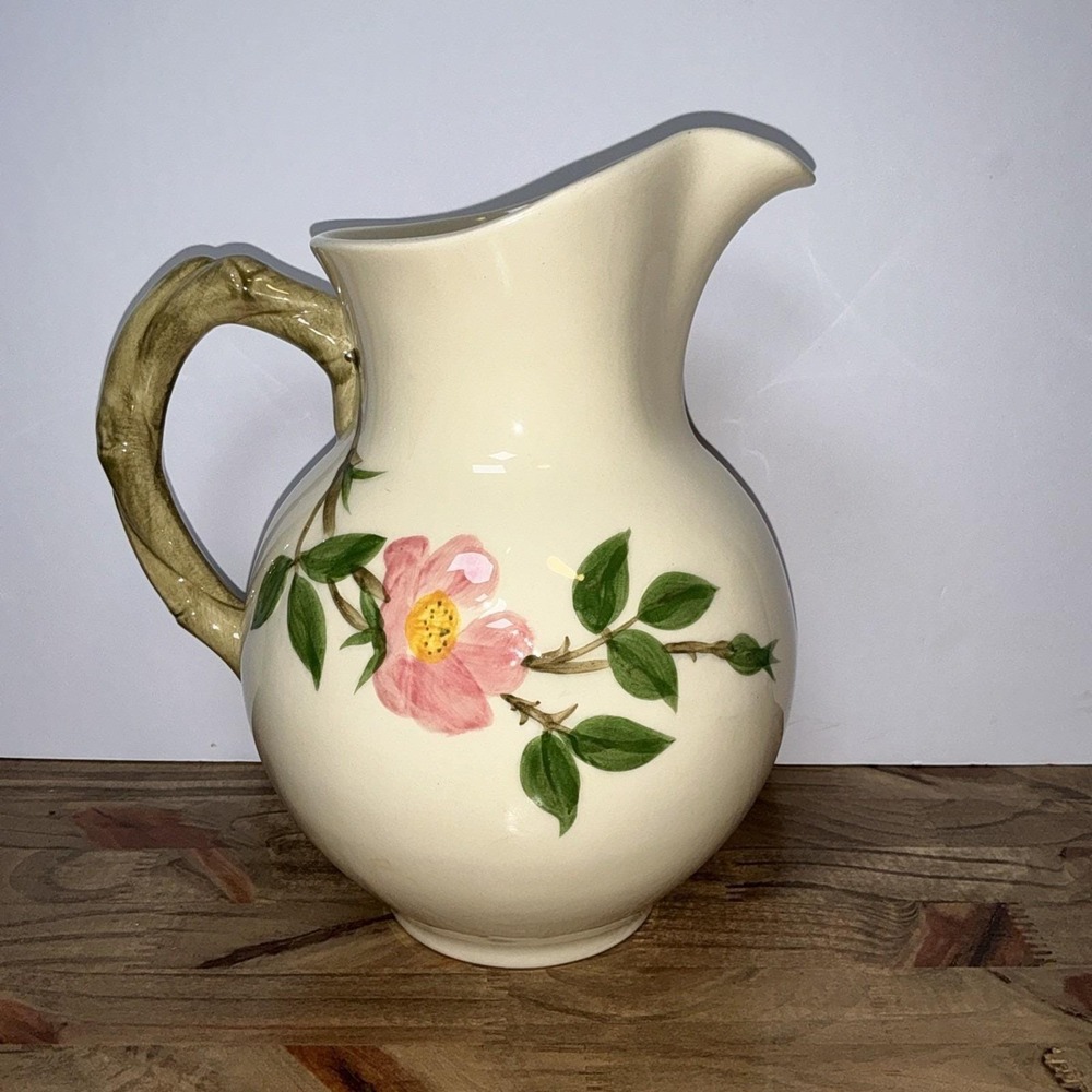 Franciscan Desert Rose Large Pitcher Pink Roses Vintage USA Pottery - Picture 4 of 8